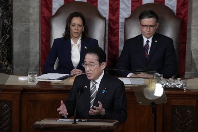 米国との協調姿勢を鮮明に　岸田首相が米上下両院合同会議で演説