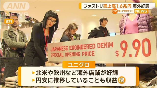 ファーストリテイリング　売上収益1兆5989億円　海外好調