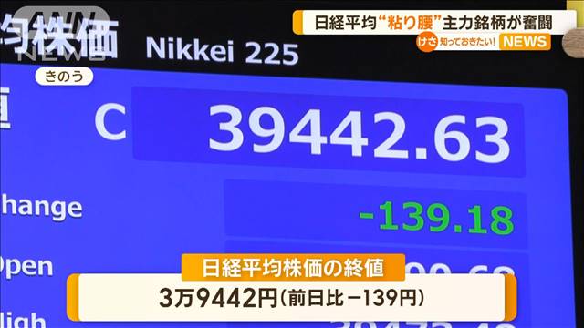 日経平均“粘り腰”トヨタなど国内主力銘柄が奮闘　専門家「少し神経質な動きになる」