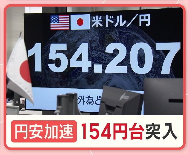 1ドル154円台 円安加速で明暗…