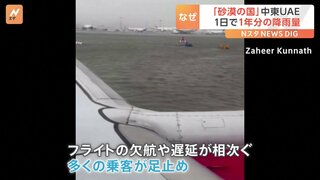 「砂漠の国」で記録的大雨 UAE・ドバイ国際空港は駐機場が冠水　1年間の降水量を大きく超える