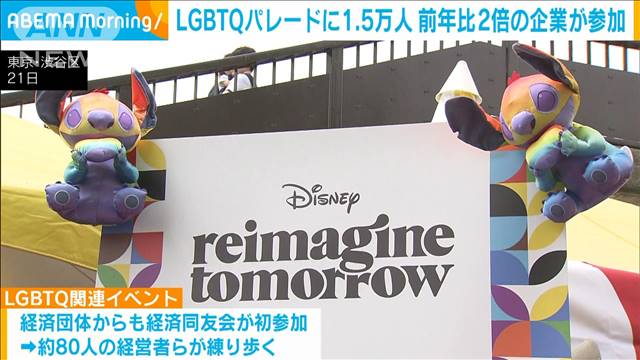 LGBTQ（性的少数者）パレードに1.5万人　前年比2倍の企業が参加　