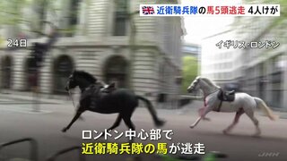 ロンドン中心部で近衛騎兵隊の馬5頭が逃走　バスに衝突するなど4人がけが