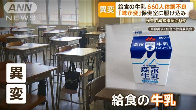 給食の牛乳で660人体調不良　「味が変」保健室に駆け込み　検査で異常確認されず