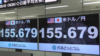 【速報】一時1ドル＝155円台まで　3円以上円高方向に