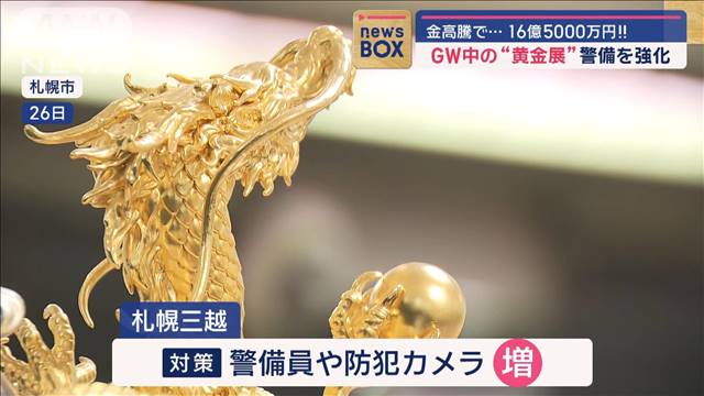 金高騰で…16億5000万円!!　GW中の“黄金展”警備を強化