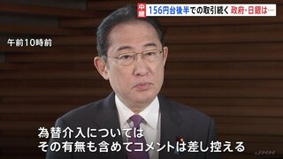 乱高下した円相場、156円台で取引続く　総理「介入のコメント控える」