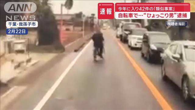 4年前にも…その後実刑判決　自転車“ひょっこり運転”男逮捕