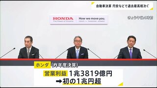 「円安」も業績押し上げ ホンダの営業利益 初の1兆円超　大手自動車メーカーの決算が過去最高を更新