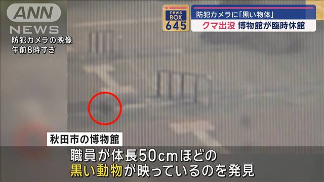 防犯カメラの「黒い物体」はクマ！博物館が臨時休館に