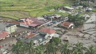 インドネシアで豪雨による土石流　34人死亡16人行方不明