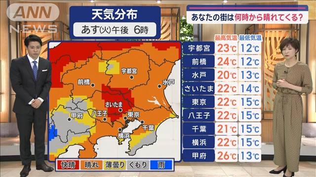 【関東の天気】あす回復　あなたの街は何時から？　朝はやや冷んやり