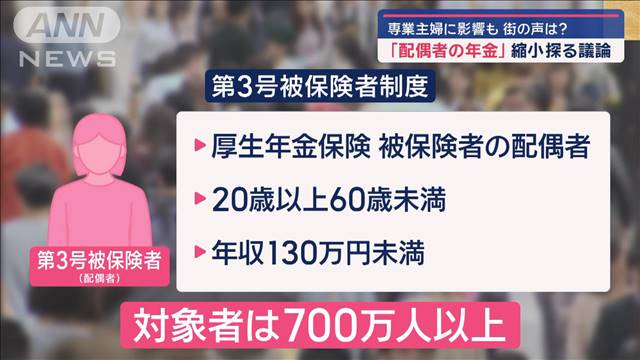 専業主婦に頭の痛い問題　「配偶者の年金」縮小探る議論　年金見直し賛否の声