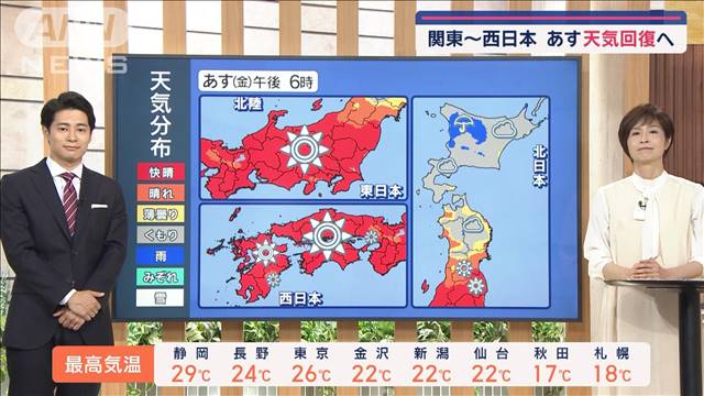 【全国の天気】あす北日本で通勤時に強い雨　気象警報が発表中　交通機関に影響も