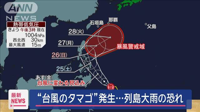 台風に変わる見込み　フィリピンの東海上に熱帯低気圧　列島大雨の恐れ