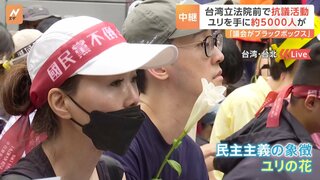 「議会がブラックボックス化」台湾・立法院前で約5000人抗議活動　参加者の手には“民主主義の象徴”ユリの花