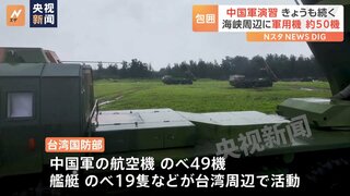 中国軍、台湾海峡周辺で軍事演習2日目　軍用機約50機の活動確認　中国軍「現場を制圧する能力を確認する」