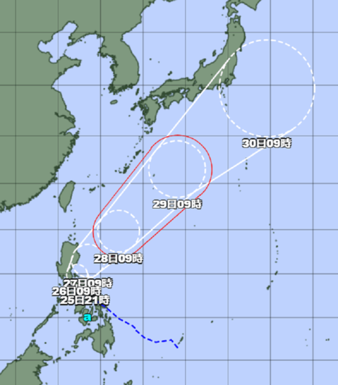 熱帯低気圧は今夜にも台風1号に　最大瞬間風速は23メートル　沖縄本島は警報級の大雨の恐れ【25日午前9時】