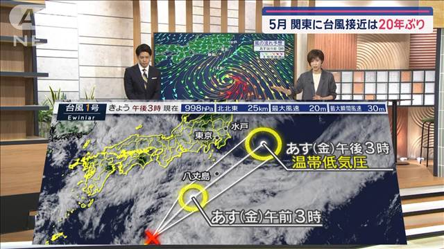 【全国の天気】台風1号接近…あす関東は通勤時「激しい雨」気温大幅ダウン