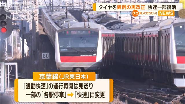 京葉線…ダイヤを異例の再改正　9月から「快速」一部復活