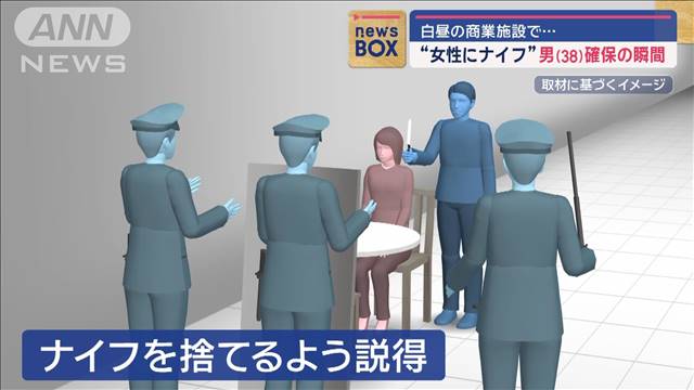 “女性にナイフ”男（38）確保の瞬間　白昼の商業施設で…