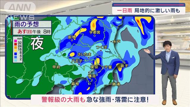 【関東の天気】あすは天気も気温も急変！？  一日雨 局地的に激しい雨も