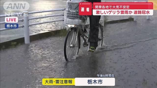 激しいゲリラ雷雨か　道路冠水　関東各地で大気不安定