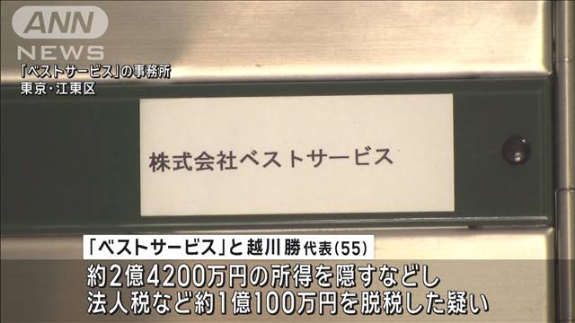 所得2.4億円超を隠し脱税か 人材派遣会社と代表を刑事告発