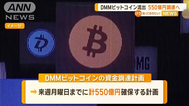 DMMビットコイン　480億円相当 不正流出…550億円調達へ