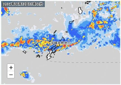 新たに名護市・今帰仁村・本部町に大雨警報発令【6月12日午前11時15分現在】