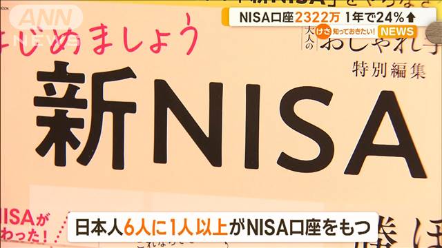 NISA口座2322万　1年で24％増加