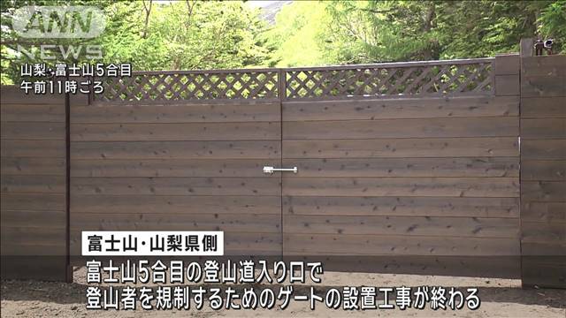 富士登山を規制する仮設ゲート設置　一日4000人超で閉鎖　“弾丸登山”防止へ