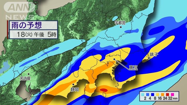 18日（火）　関東は帰宅時間帯に激しい雷雨が直撃　どうなる梅雨入り　本命は週末か