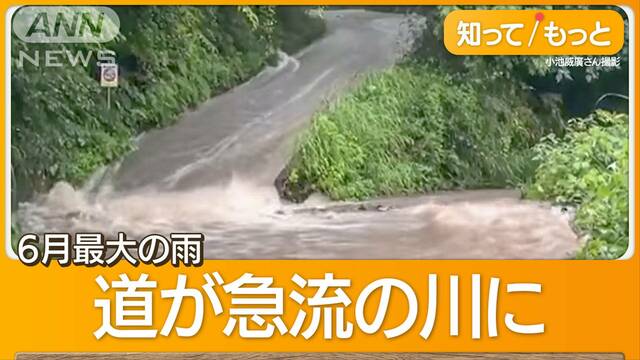 坂道が滝のように…静岡・沼津は半日で225ミリ以上の降雨　観測史上最大