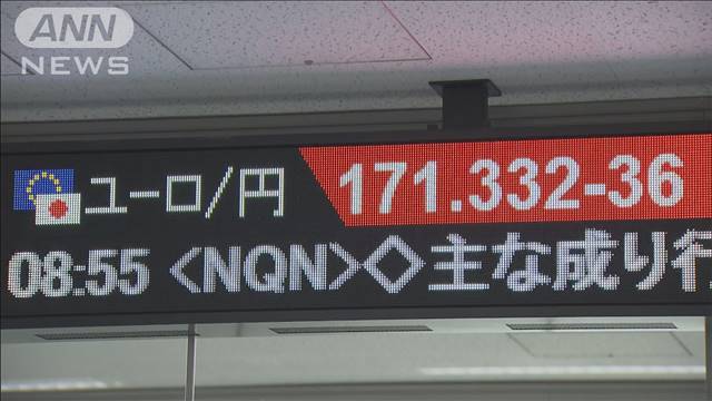 円相場　ドル以外の通貨でも下落　1ユーロ＝171円台で最安値圏