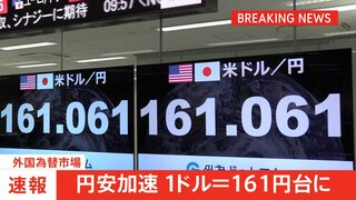 【速報】円安加速　1ドル＝161円台突破　86年12月以来37年半ぶりの歴史的水準を再更新