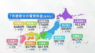 大手電力の「規制料金」7月使用分電気代　10社のうち7社で値下がりへ　火力発電の燃料価格下落受け