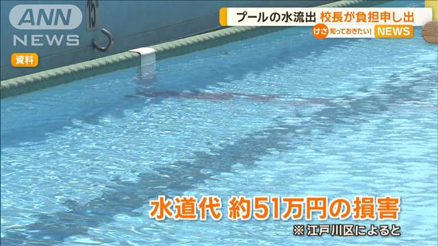 プールの水流出　校長が負担申し出