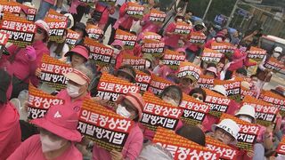 韓国政府と医師の対立に怒りの声　がん患者の団体がソウル中心部で集会