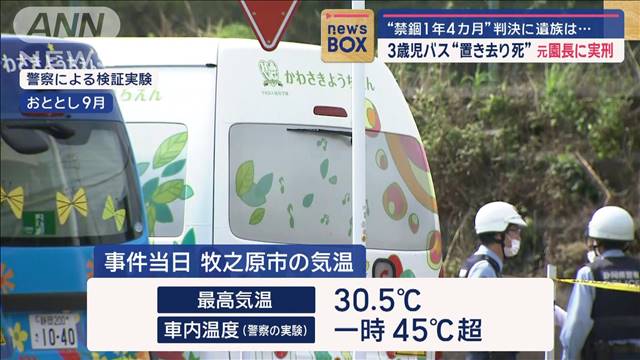 3歳児バス“置き去り死” 元園長に実刑判決　遺族の思いは…