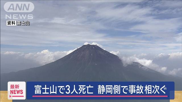 富士山で3人死亡　静岡側で事故相次ぐ