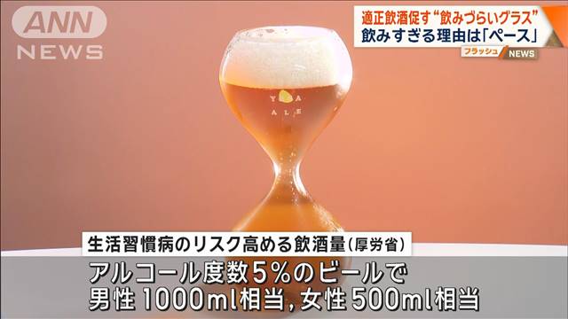 適正飲酒促す“飲みづらいグラス”飲みすぎる理由は「ペース」