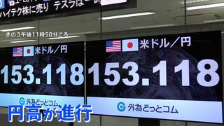 円高進行　一時1ドル＝153円台前半に　日銀の利上げ観測が影響か