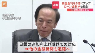 大手銀行が相次いで預金につける金利を5倍に　日銀の利上げを受け