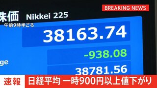 【速報】午前の日経平均株価　一時900円以上↓　円高の進行が影響　日銀総裁やFRB議長の発言受け