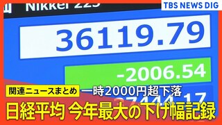 【株安】日経平均株価は一時2000円超↓ 今年最大の下げ幅を記録 アメリカは“景気後退入り”？【関連ニュースまとめ】