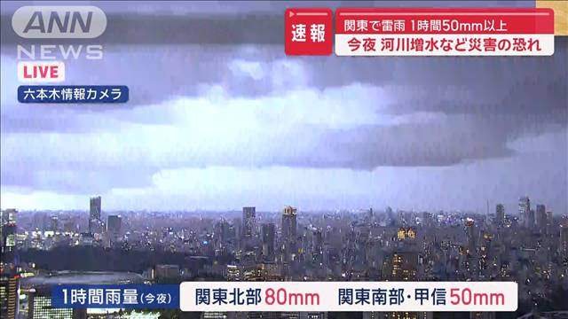 【速報】関東で今年一番の雷雨　気象災害に要警戒