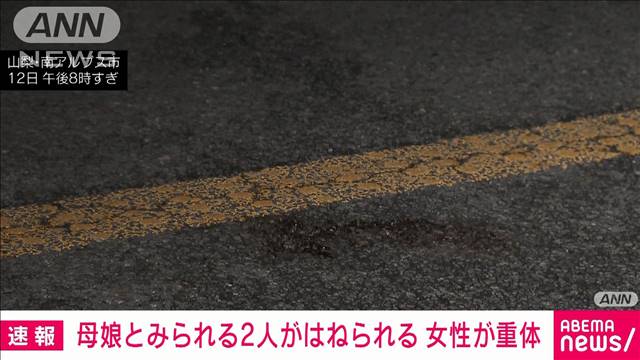 【速報】母娘とみられる2人が車にはねられる　女性が重体　山梨・南アルプス市