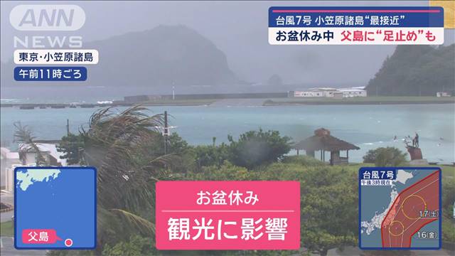 台風7号　小笠原諸島“最接近”　お盆休み中　父島に“足止め”も