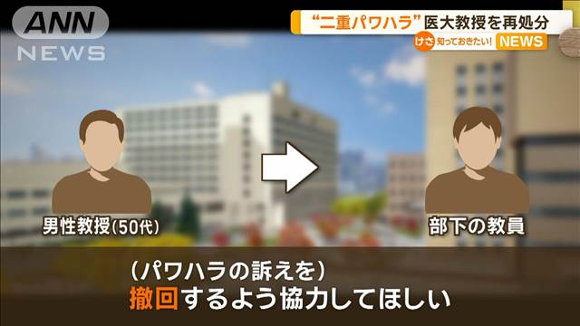 「訴えを撤回するよう…」部下教員に二重パワハラか　医大教授を再処分…停職8カ月に